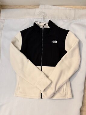 The North Face black and white fleece jacket